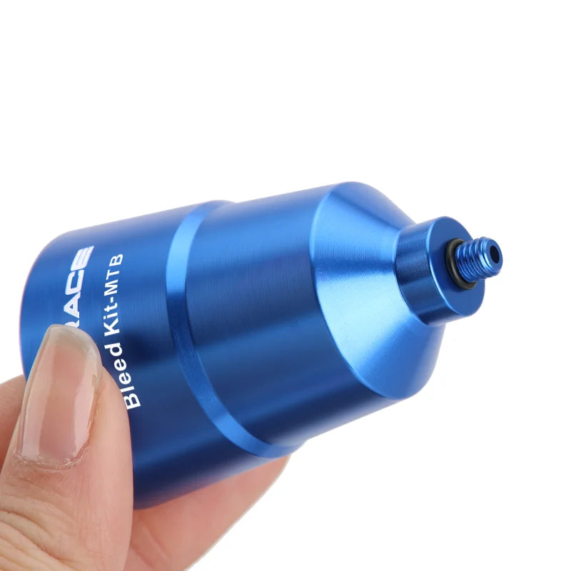 Hydraulic brake bleed funnel showing threaded connection detail