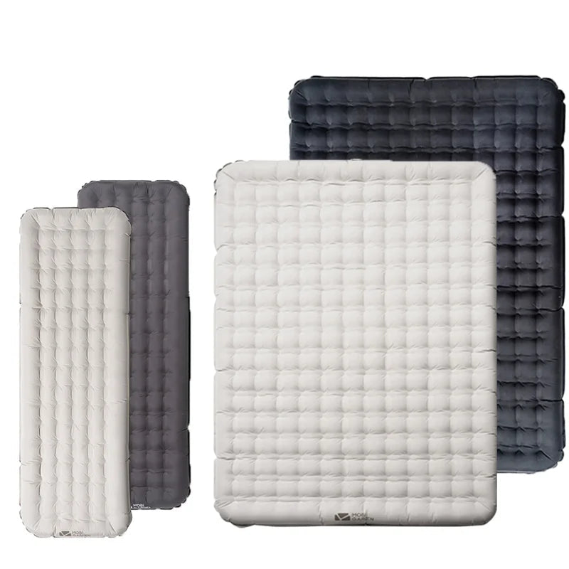 Grey and light grey inflatable mattress size comparison display