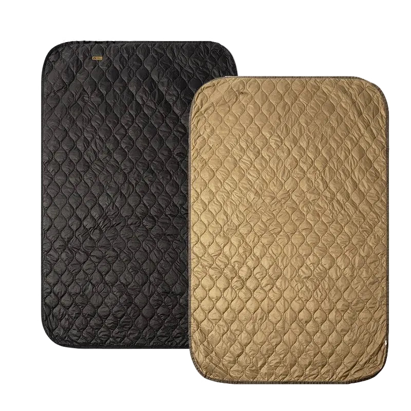 Khaki and black insulated blanket colour comparison