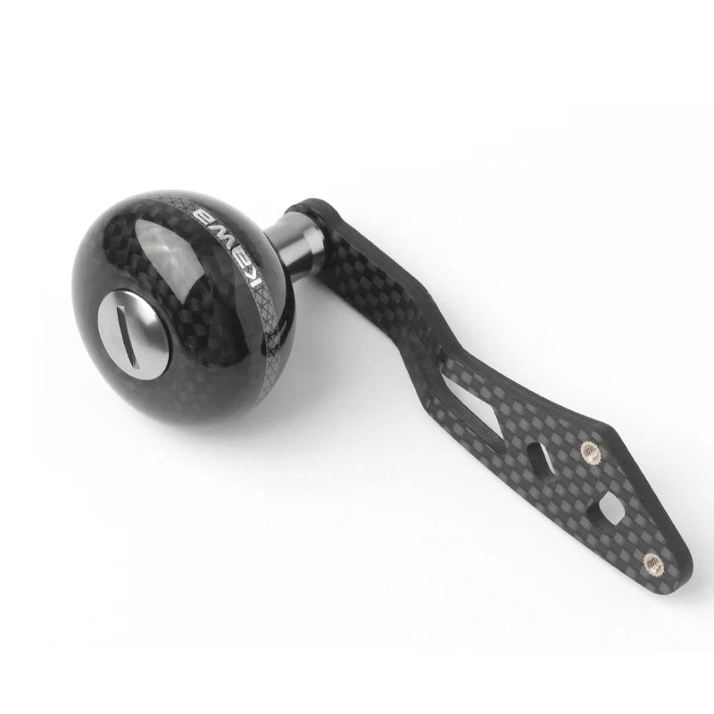 KAWA Car002 carbon fibre double handle with rounded aluminium knob designed for SHIMANO, DAIWA, and ABU baitcasting reels