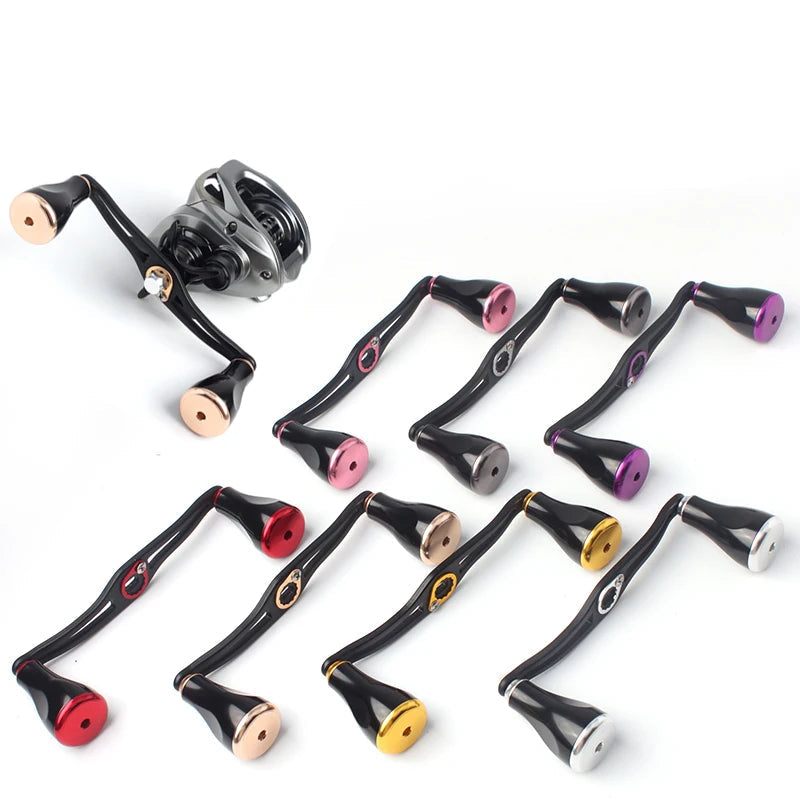KAWA aluminium alloy double reel handle set in multiple colours, designed for SHIMANO and DAIWA baitcasting reels