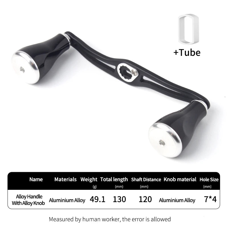 KAWA aluminium double handle with silver knobs for baitcasting reels showing balanced lightweight design