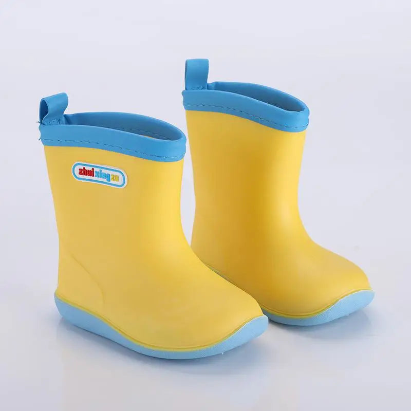 Yellow kids mid calf gumboots with removable insulated liner