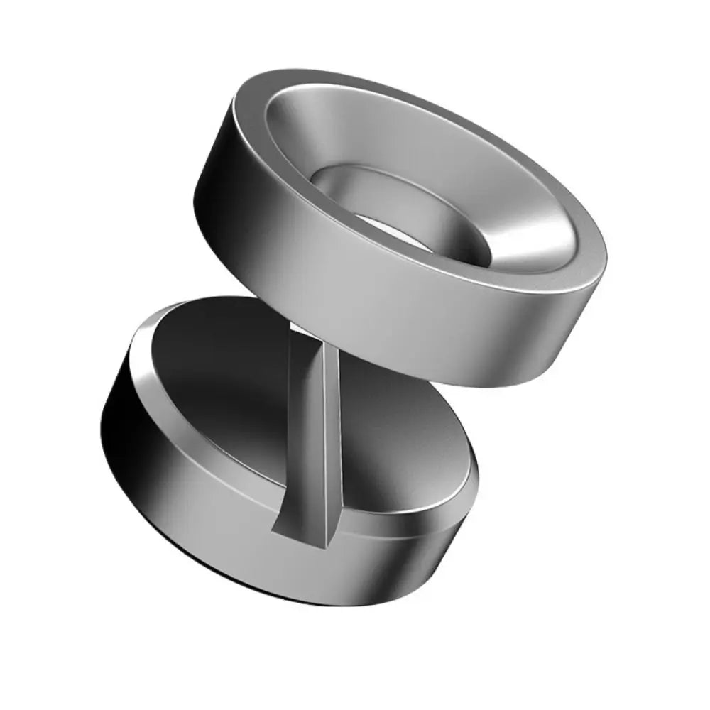 Pair of stainless magnetic fishing connectors showing compact grooved design and smooth metal finish