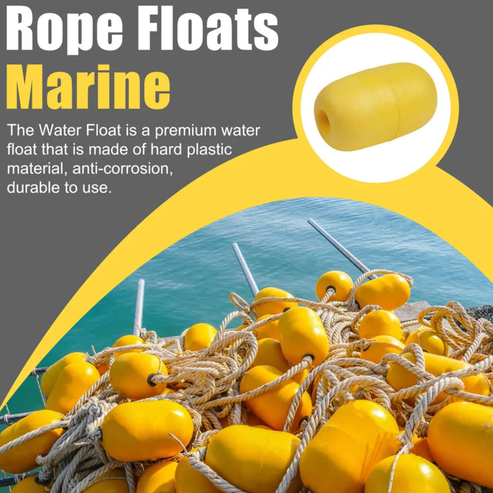 Yellow rope marker floats used for fishing nets and marine gear