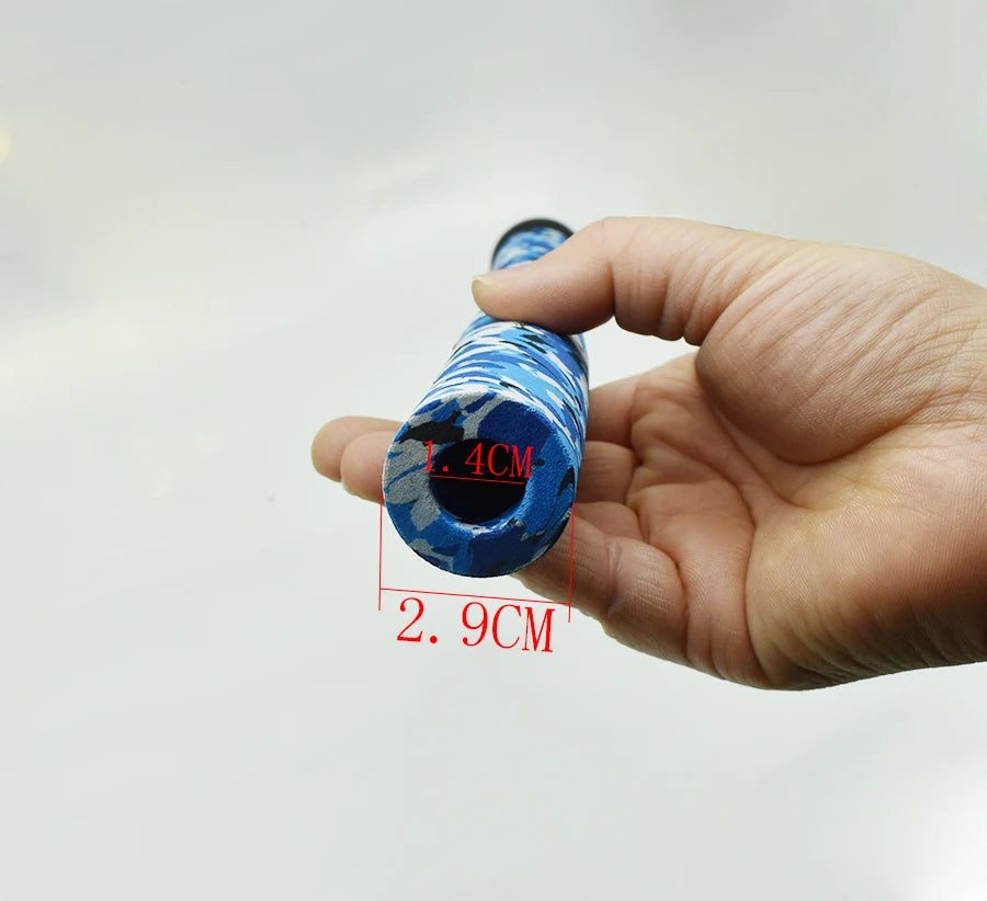 Hand measuring rod handle diameter for EVA camouflage grip fitment and reel seat compatibility