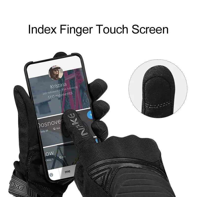 Motorcycle gloves using touchscreen with index finger