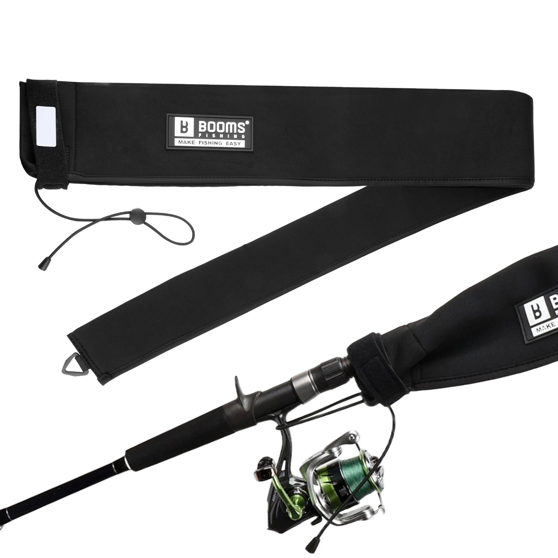 Neoprene rod sleeve fitted on casting rod