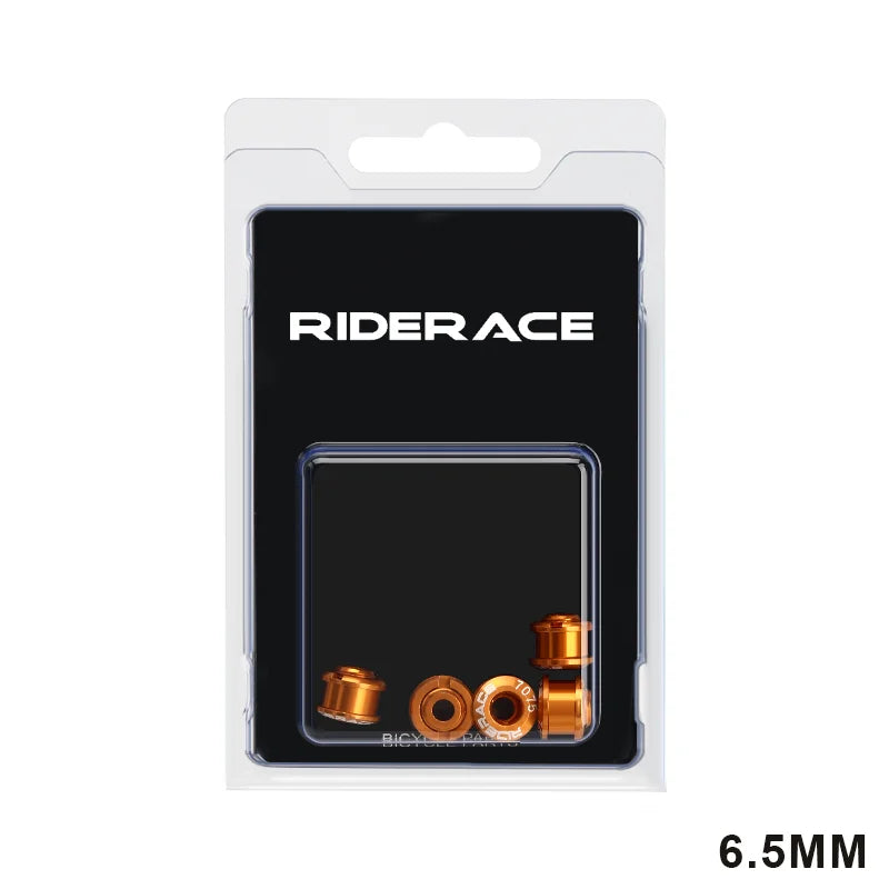 Orange anodised bicycle chainring bolts packaged set 6.5mm