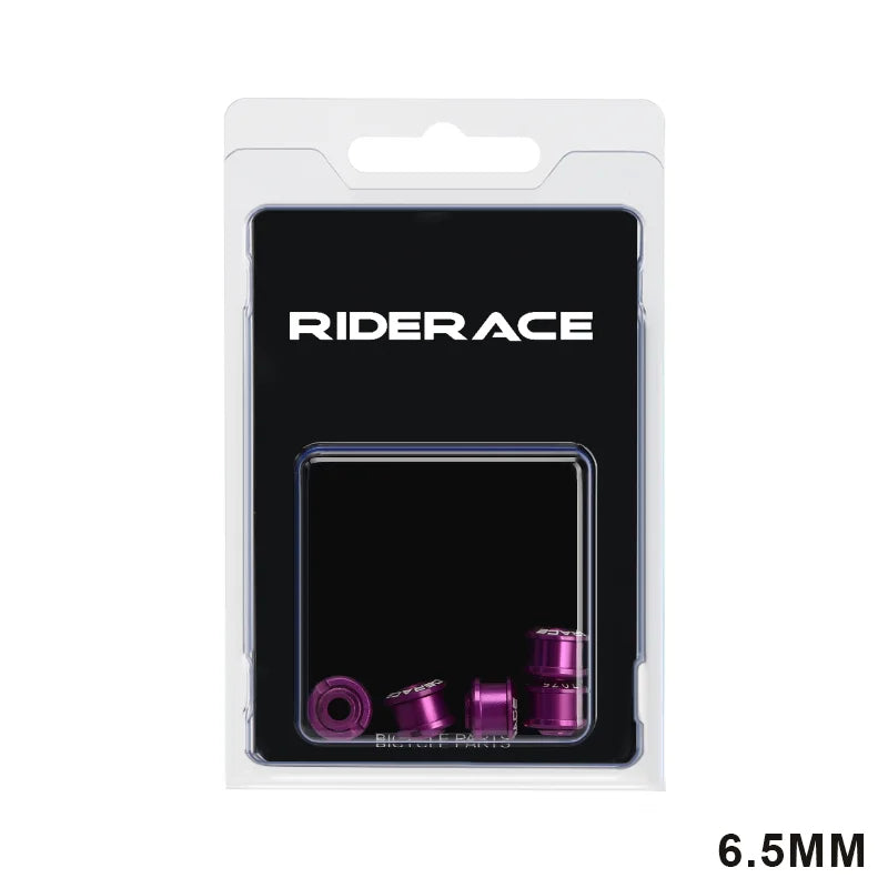 Purple anodised bicycle chainring bolts packaged set 6.5mm