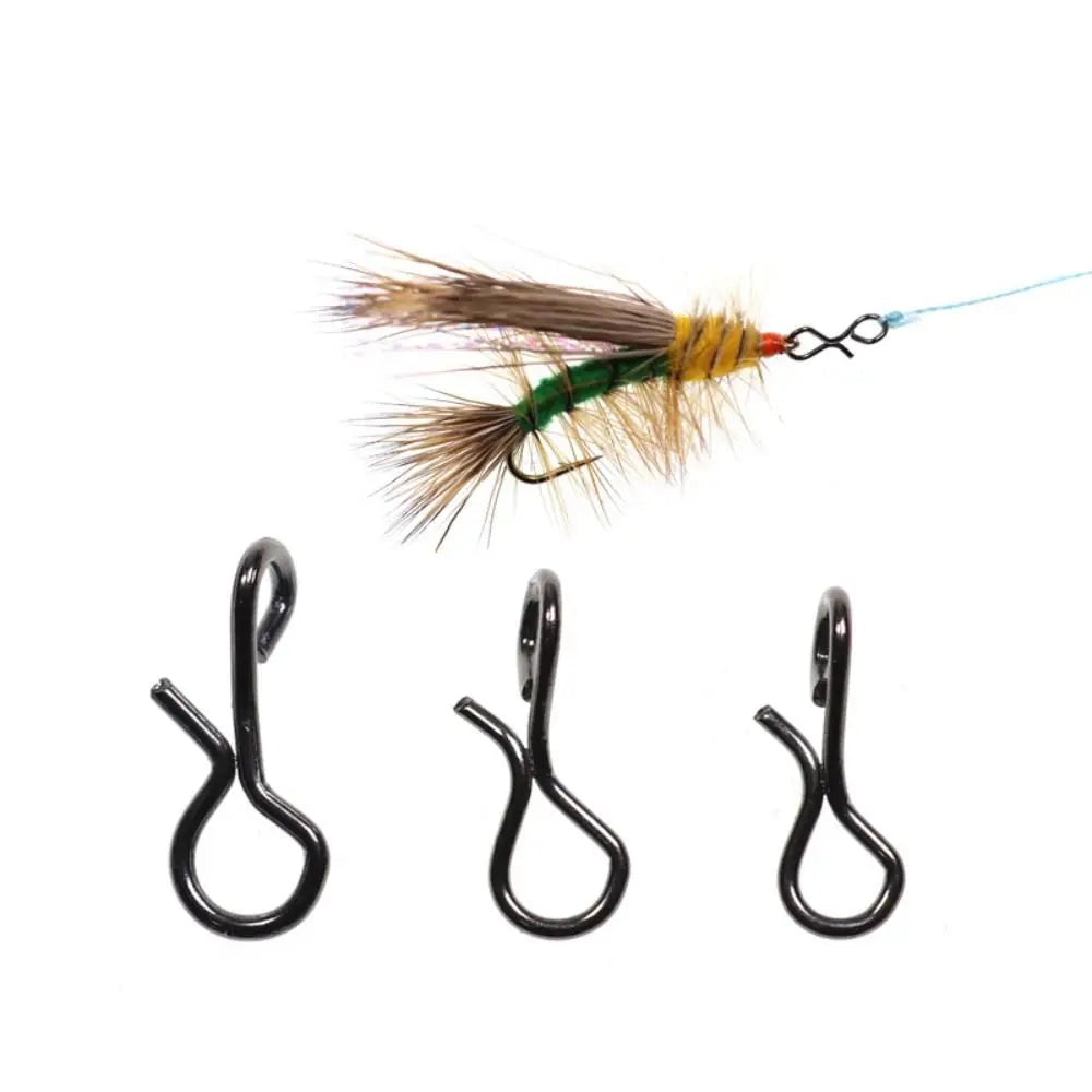 Quick change fishing snaps connecting flies and lures for fast hook swaps