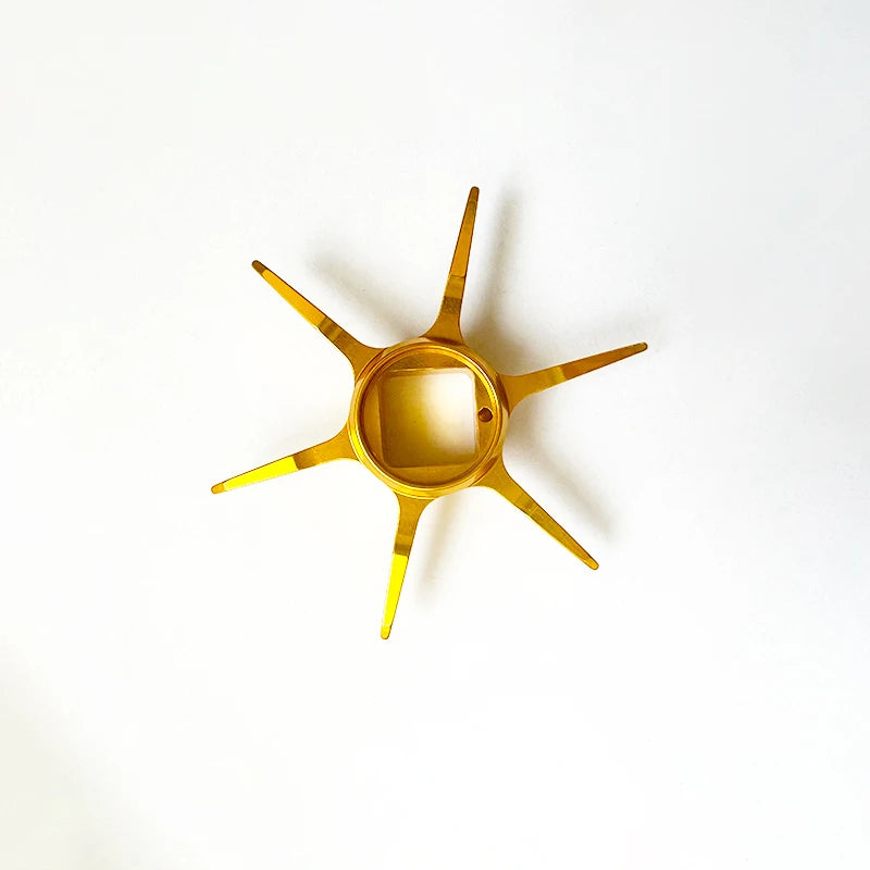 Gold RUKE aluminium reel wrench flat view showing precision lightweight body for reel tuning and repair