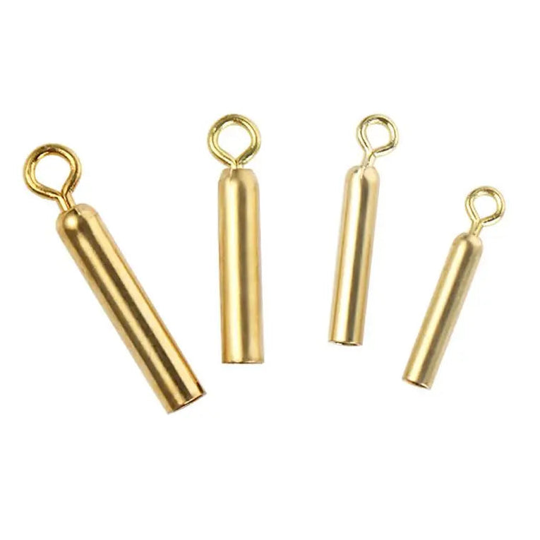 Copper fishing float holder with eyelet ring for attaching floats to fishing rigs