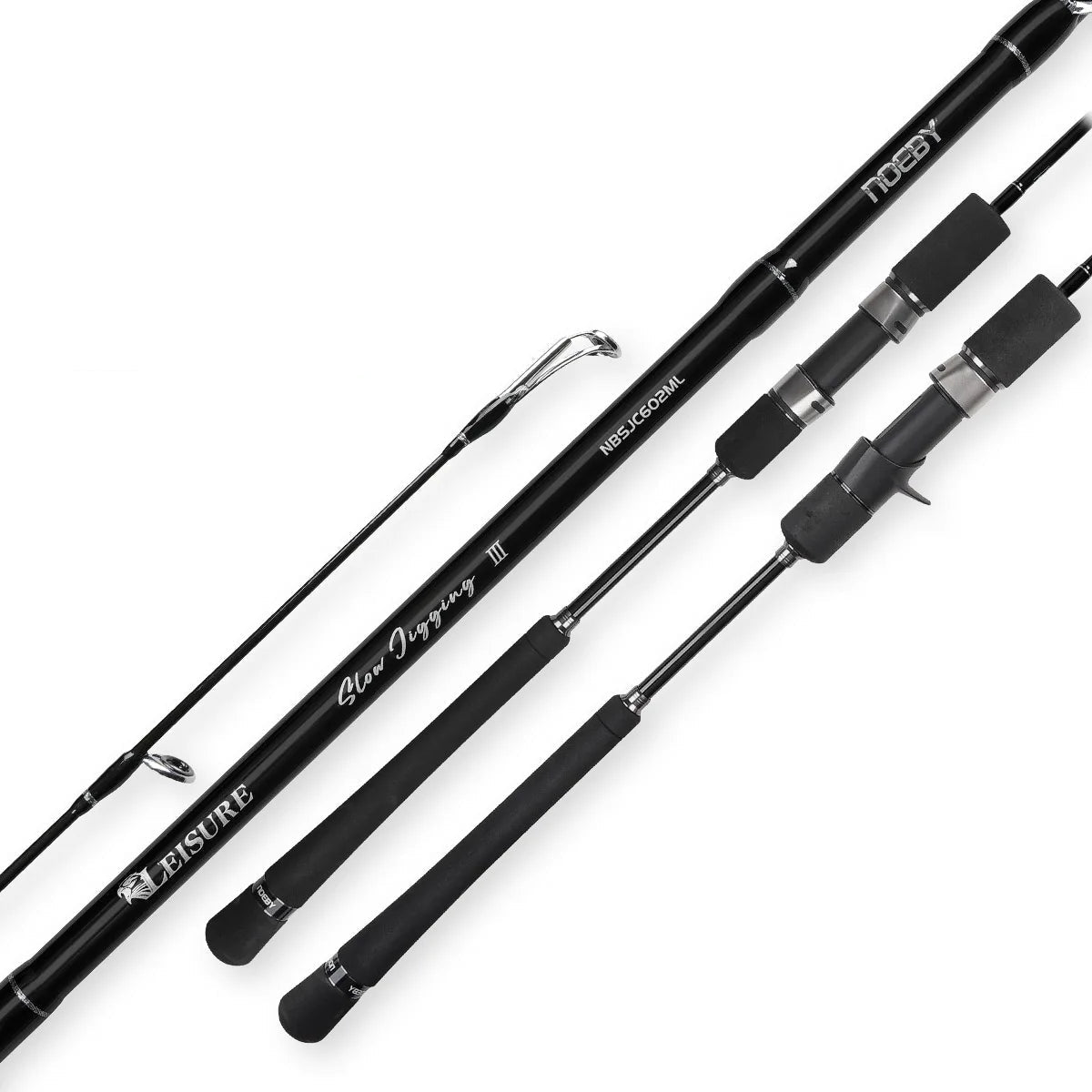 Slow jigging spinning rod with carbon fibre blank and solid tip