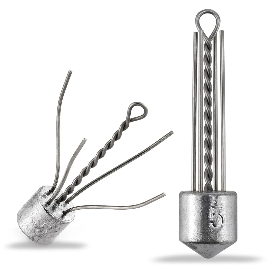Spider breakout surf sinker with stainless steel grip wires