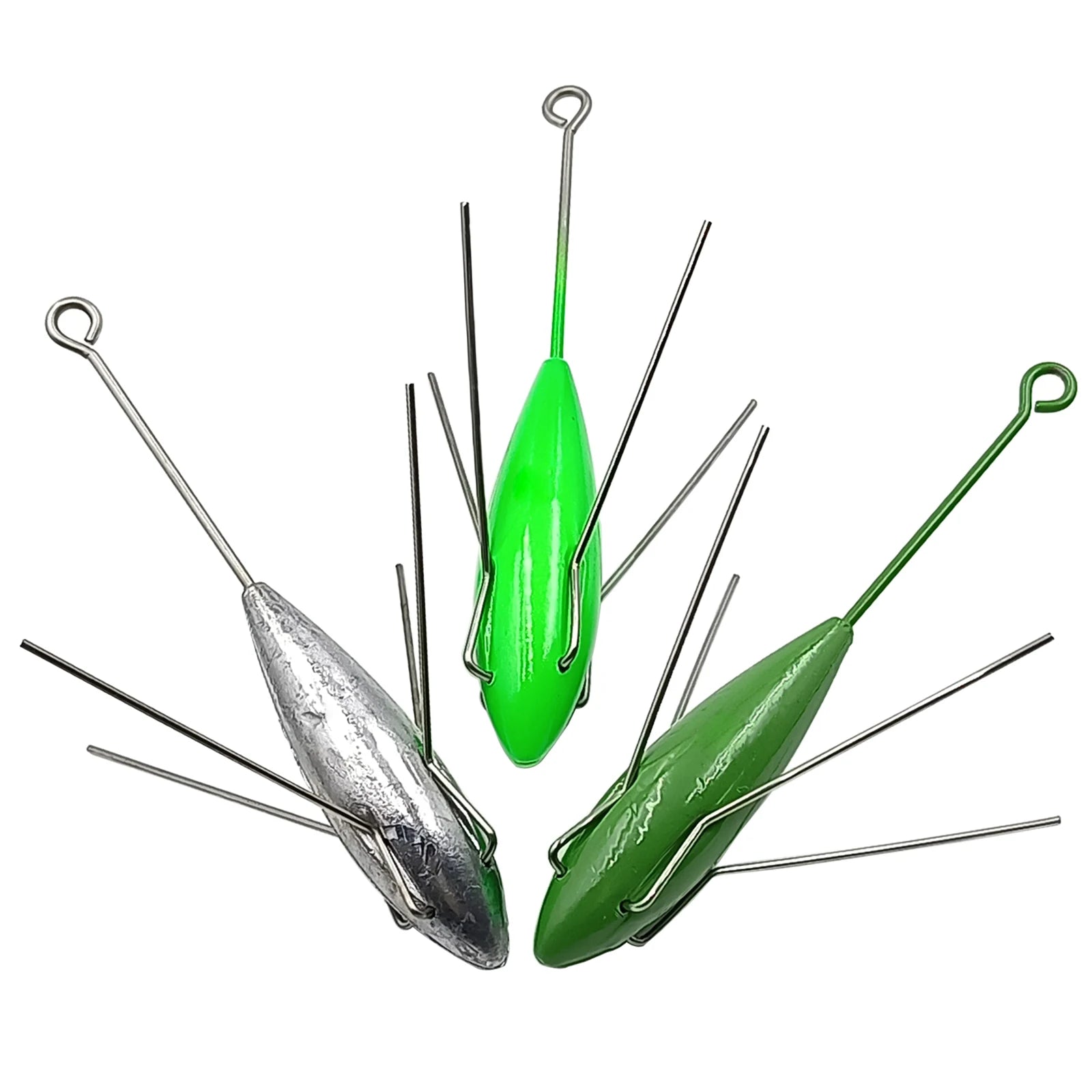 Sputnik breakout surf sinkers with glow green coating