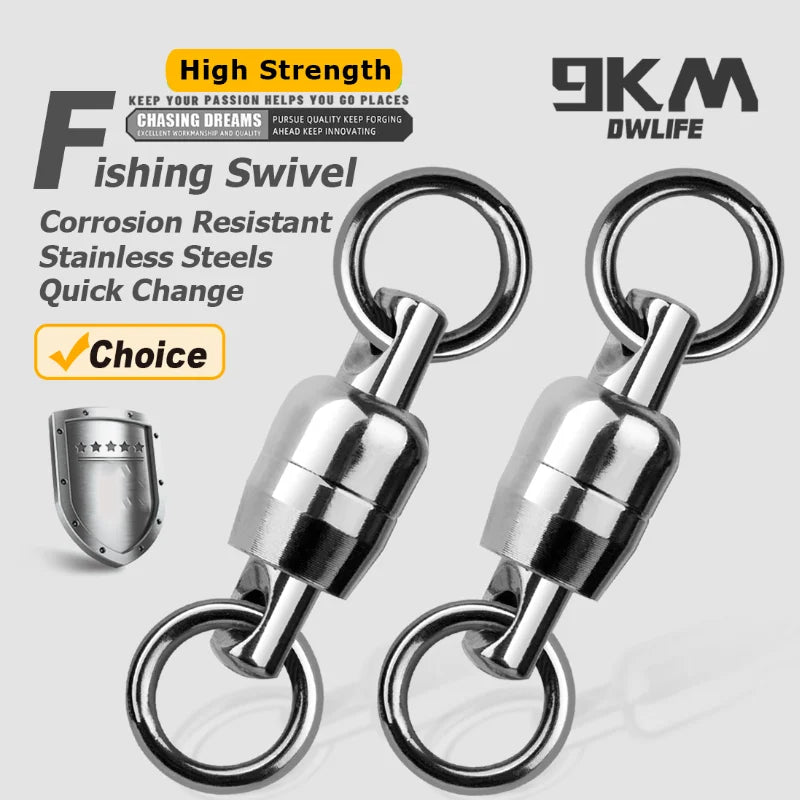 Stainless steel ball bearing fishing swivels for strong rig connections