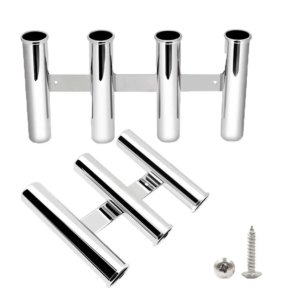316 stainless steel clamp-on fishing rod holder with mirror polished finish for boats and kayaks