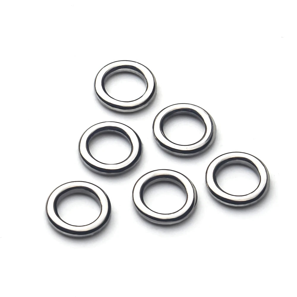 Stainless steel solid rings for fishing lure and assist hook rigs