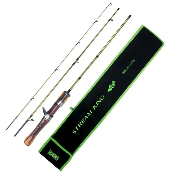 STREAM KING fishing rod with protective carry case and carbon fibre blank