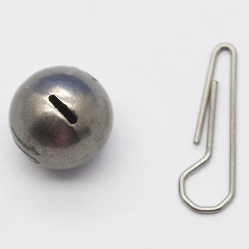 Tungsten Cheburashka sinker with removable stainless wire clip
