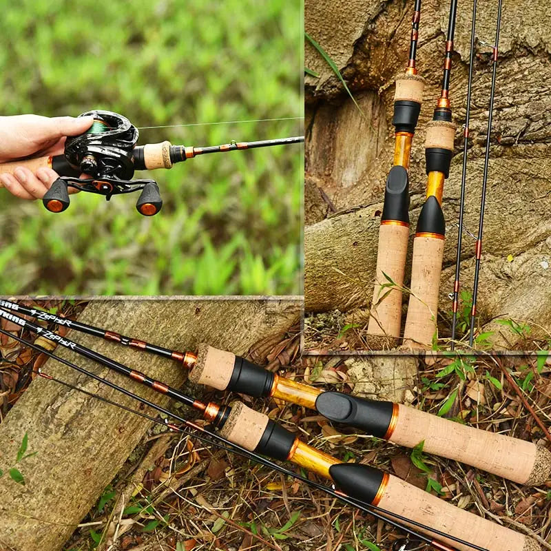 Ultralight carbon spinning rod used for light lure fishing outdoors