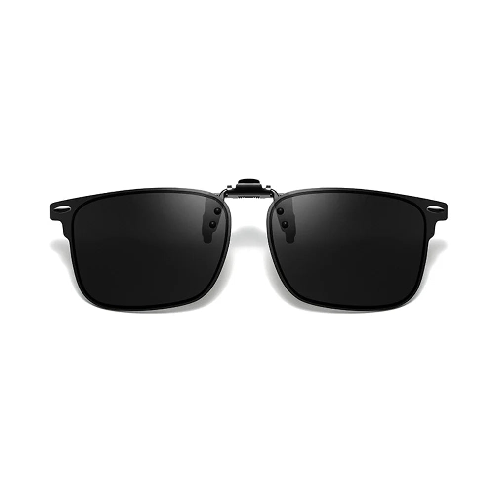 VIVIBEE black flip-up clip-on sunglasses with UV400 mirror-coated lenses and anti-glare protection