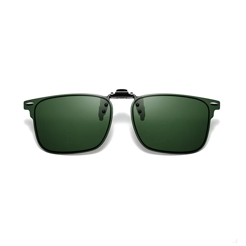 VIVIBEE dark green polarised clip-on sunglasses for glare-free driving and outdoor activities