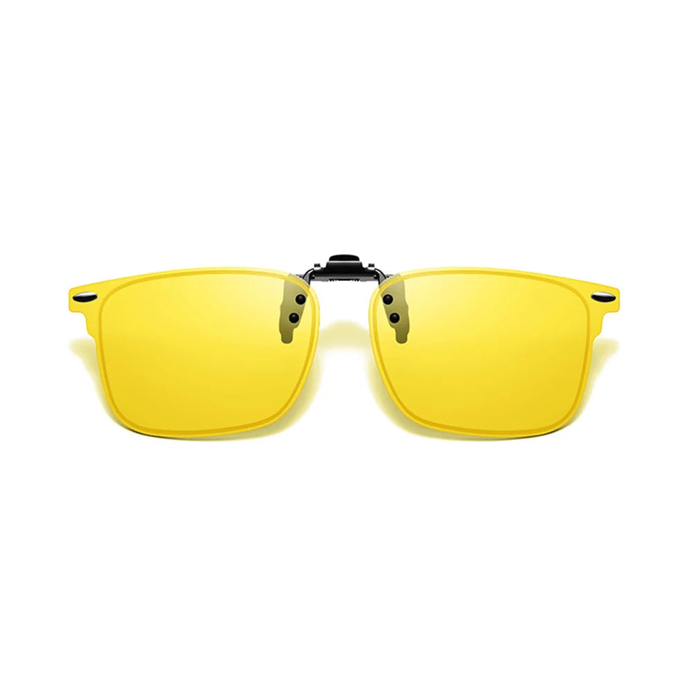 VIVIBEE yellow night vision clip-on sunglasses with polarised UV400 lenses for low-light driving