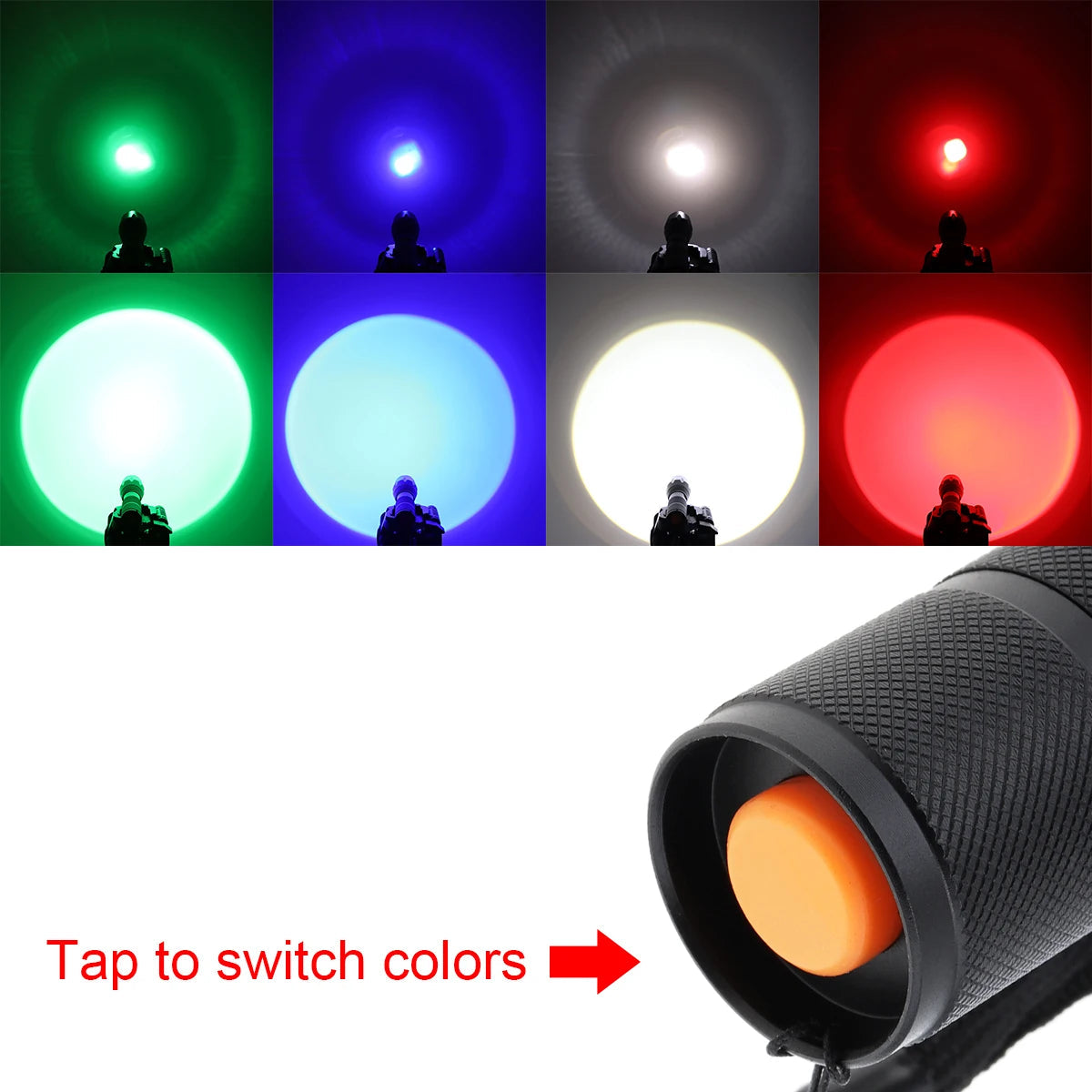 Waterproof 500-lumen RGB flashlight