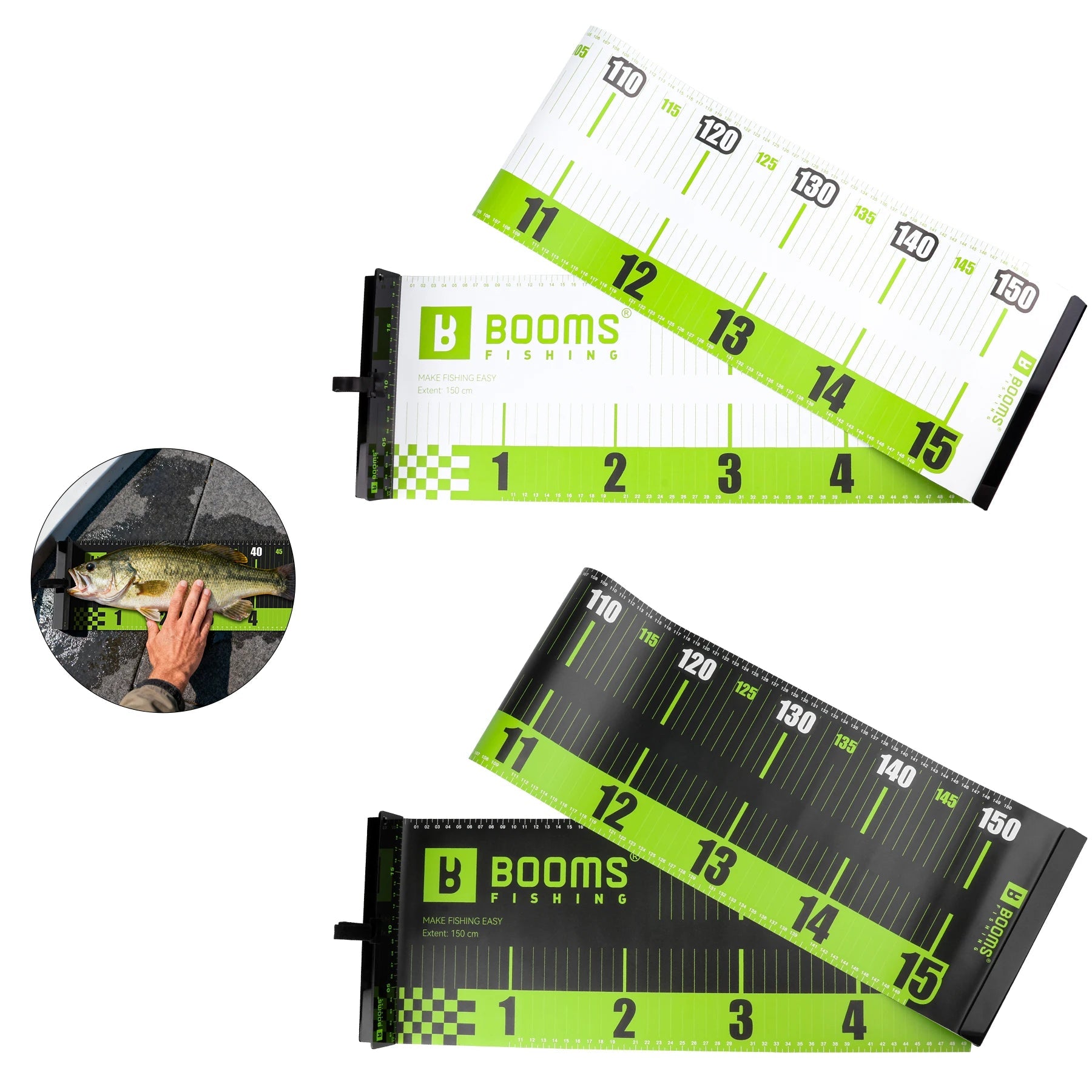 Waterproof 150 cm PVC fish measuring ruler with folding stop board for accurate catch recording