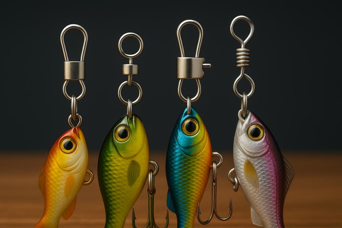 Fishing lure connectors on display