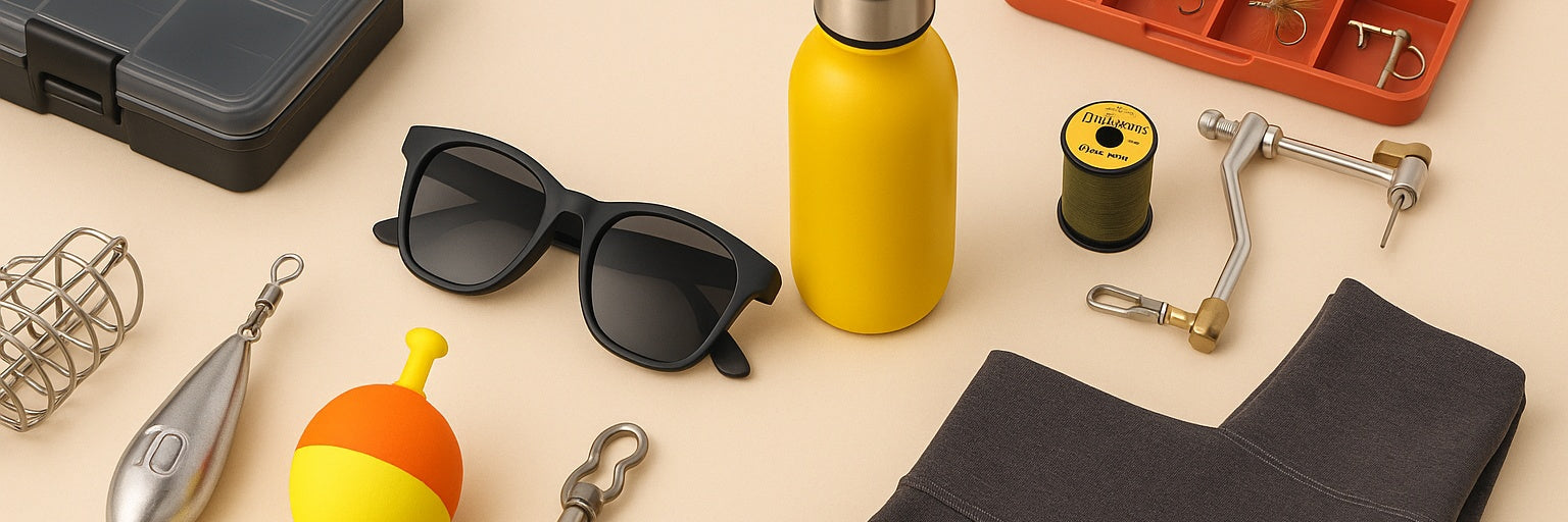 Modern outdoor gear on beige background