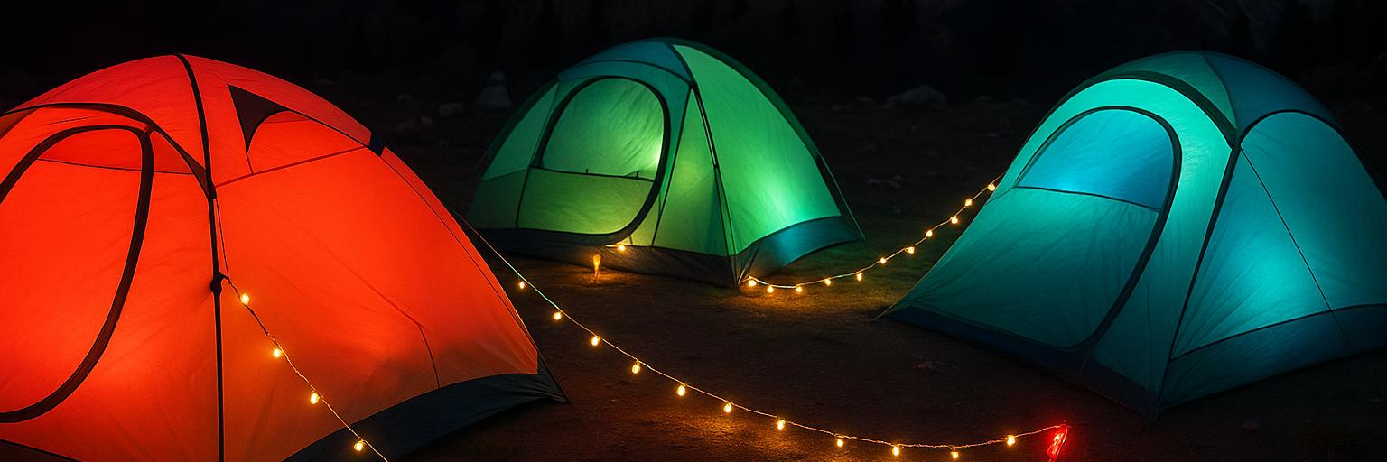 Rope lights on tents