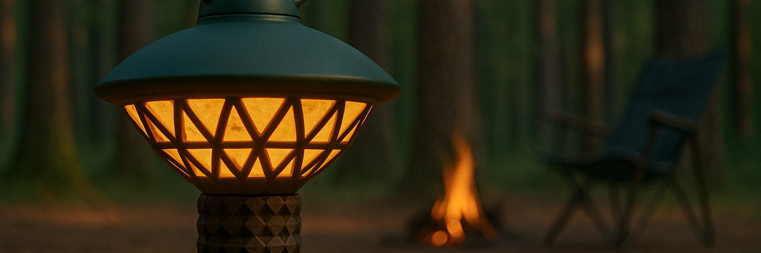 Camping lantern at camp site