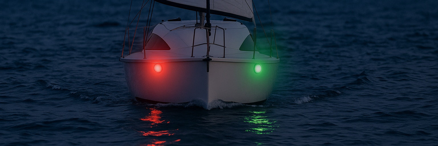 Marine lights of a sailboat
