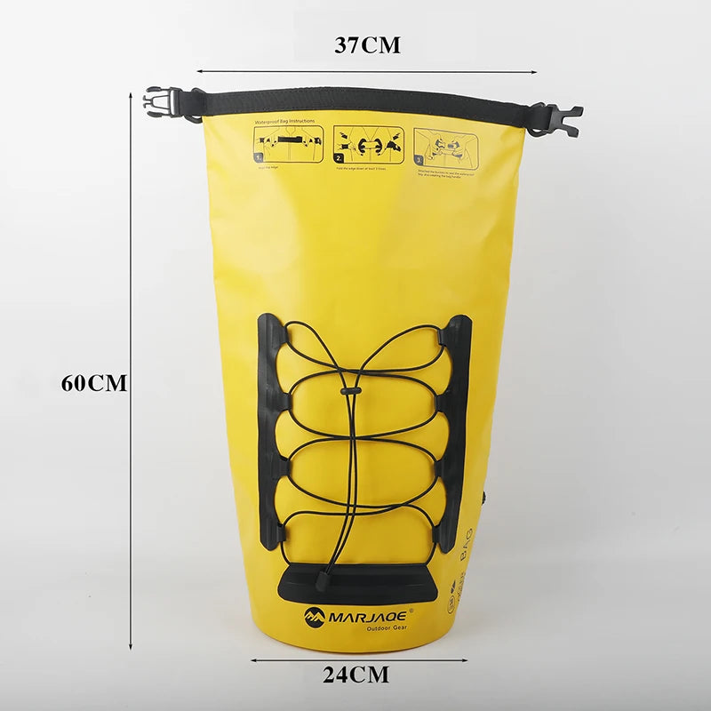 20 litre waterproof backpack size dimensions graphic