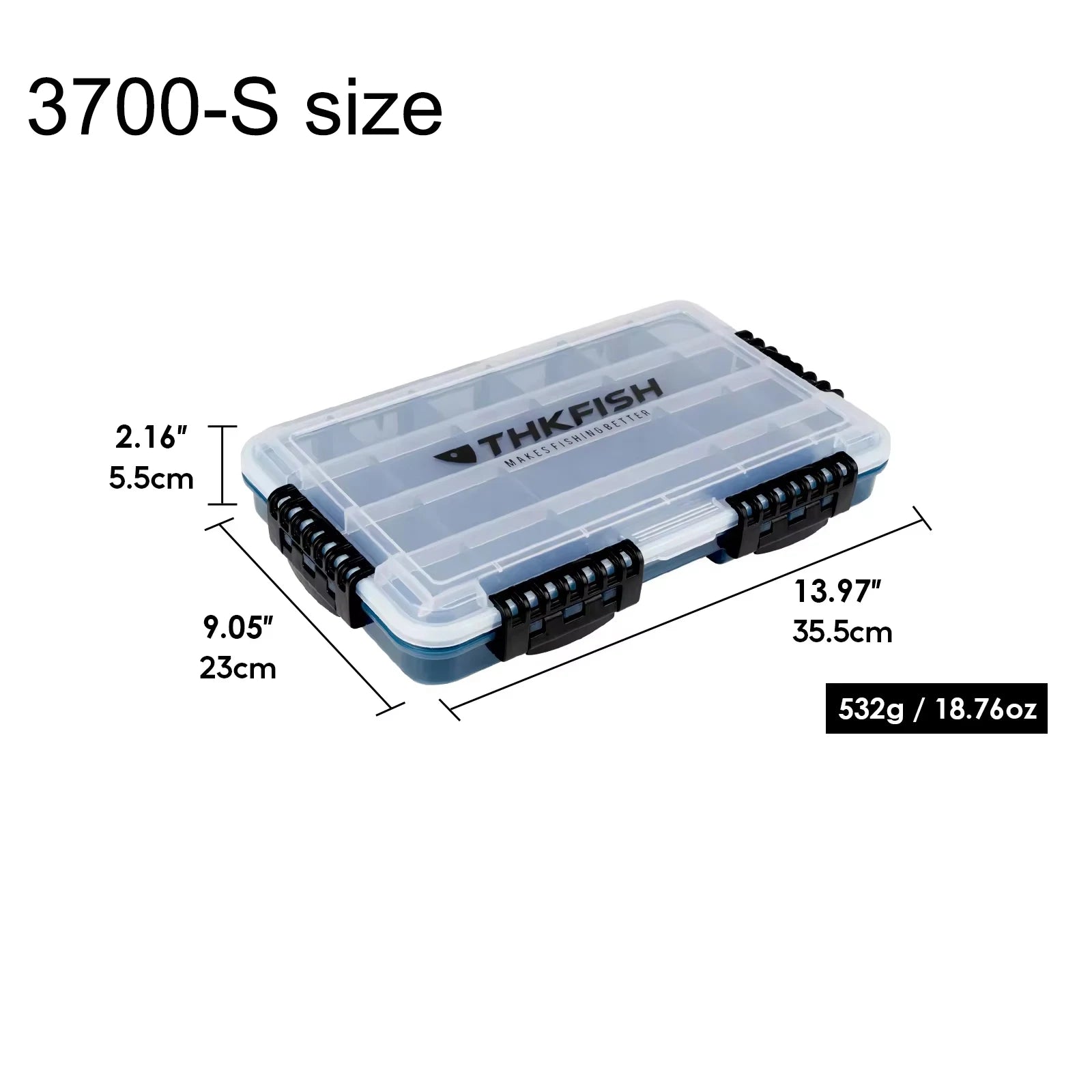 3700 S size waterproof tackle box with silicone gasket seal