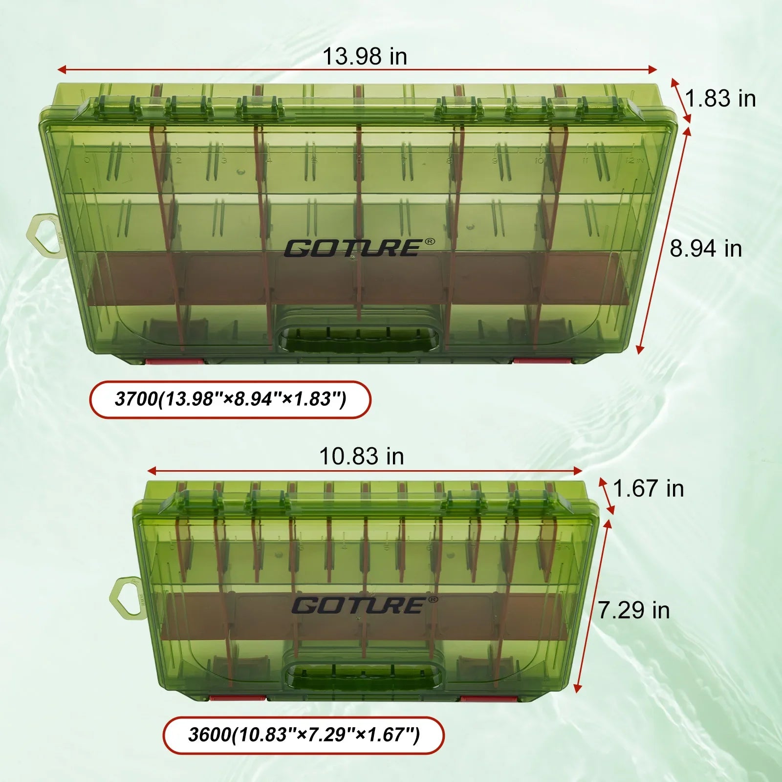 3700 fishing tackle box dimensions with splash resistant sealed lid