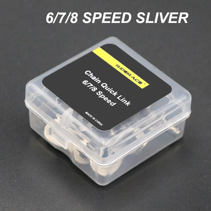 6, 7 and 8 speed silver bicycle chain master links in box