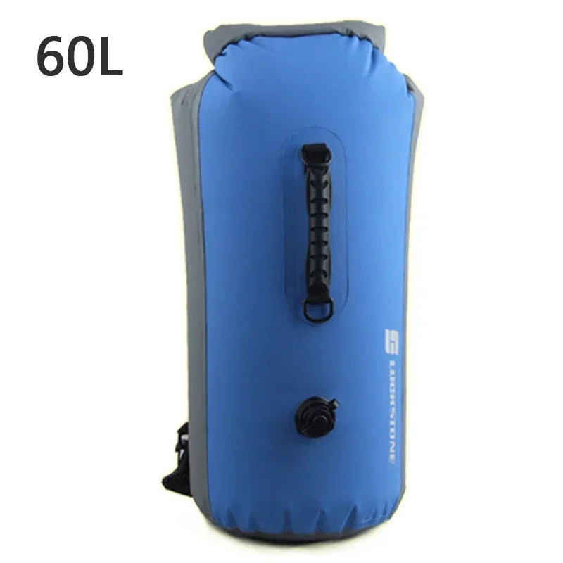 60 litre inflatable waterproof dry bag blue
