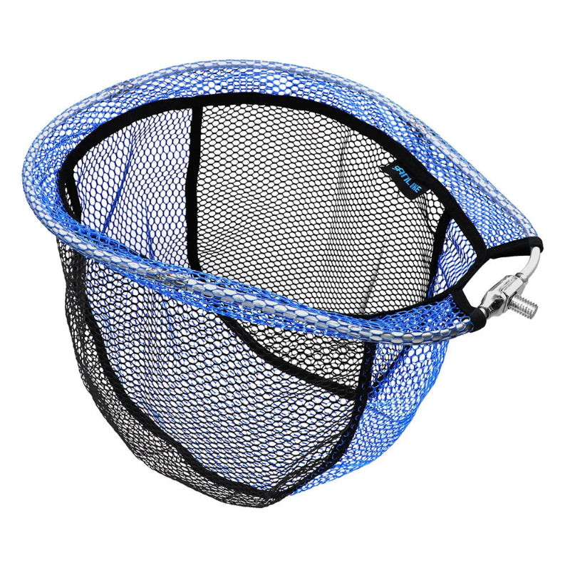 Blue and black fishing net with SANLIKE branding on a white background