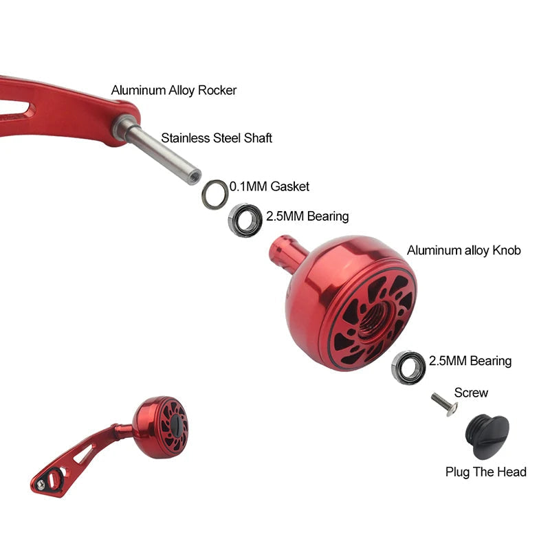 92MM Aluminium Reel Handle – 8x5mm Double-Hole for Baitcasting Reels