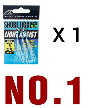 Shore Jigging Assist Hooks with Glow Fibres – 3PCS
