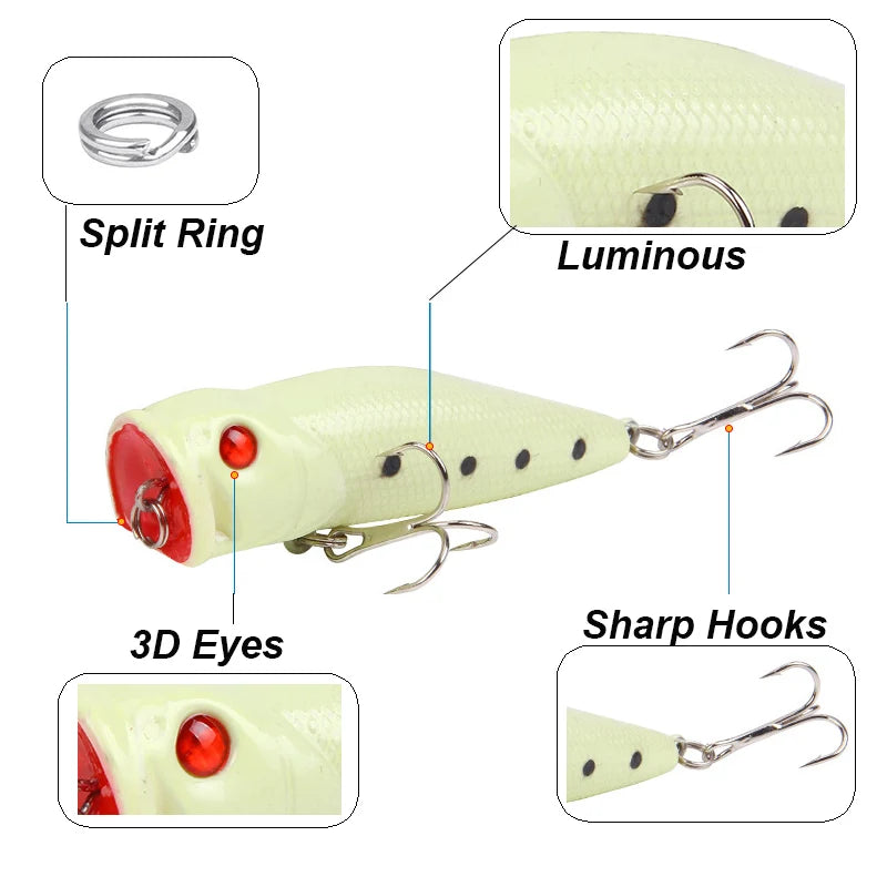 Luminous Crankbait Minnow Bait with 3D Eyes for Freshwater & Saltwater