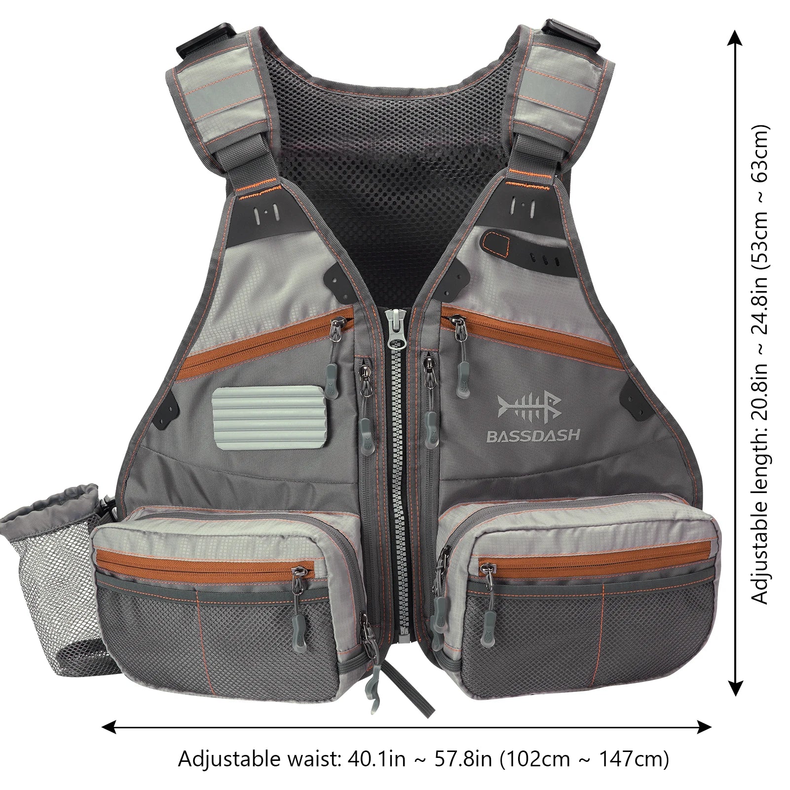 Adjustable Fly Fishing Vest with 18 Pockets & Bottle Holder