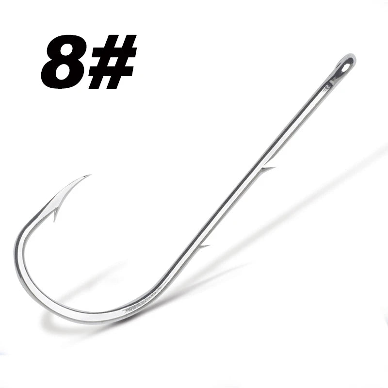 50PCS Long Shank Fishing Hooks – Double Bait Keeper Barbs High Carbon Steel Fishhooks