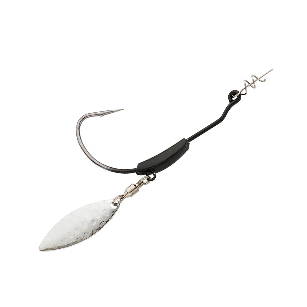 4PCS Crank Hook Weighted Fishing Lures – Twist Lock Barbed Offset Hooks