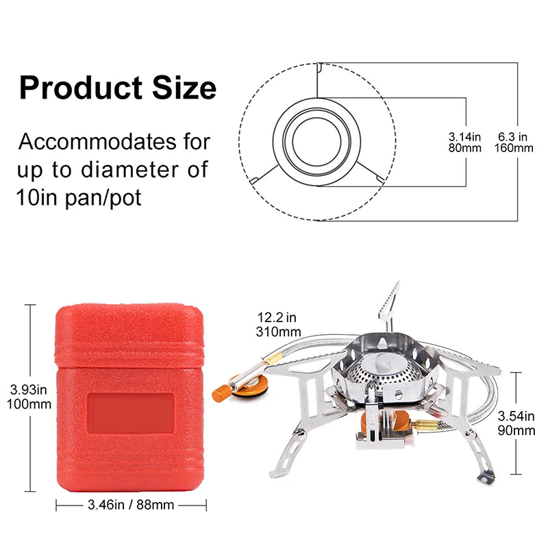 WIDESEA Windproof Camping Gas Burner – Portable Outdoor Stove with Strong Fire for Hiking & Survival