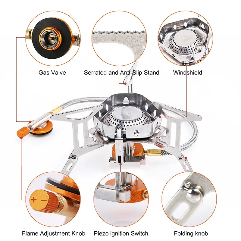 WIDESEA Windproof Camping Gas Burner – Portable Outdoor Stove with Strong Fire for Hiking & Survival
